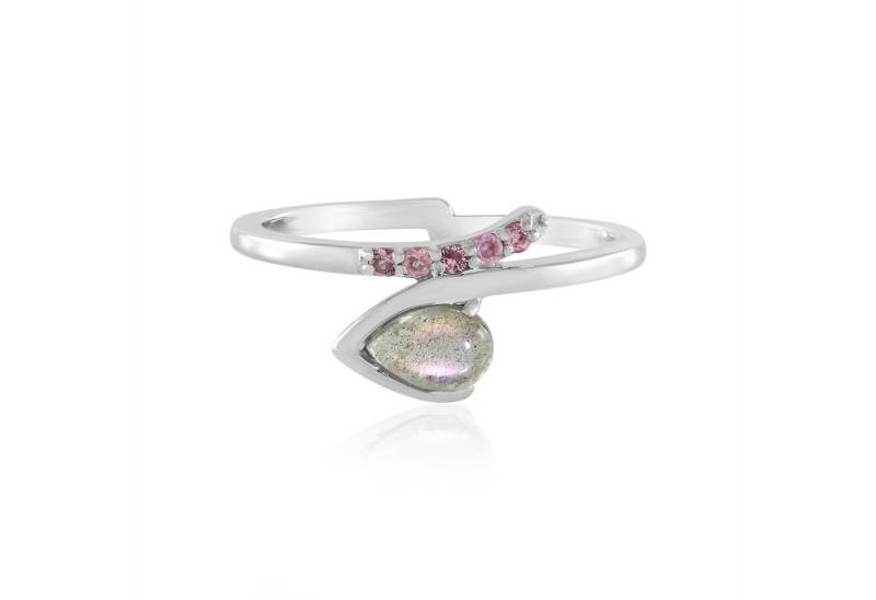Cavill Silberring Cavill Ring 0,45 ct Maniry-Labradorit & 5 rosa Turmaline, Silber (1-tlg) von Cavill