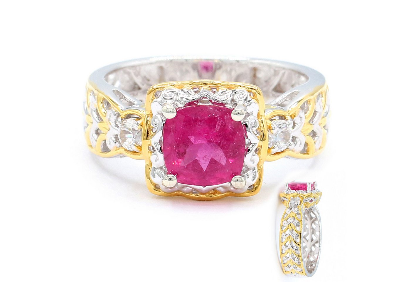 Cavill Silberring Cavill 925 Silberring mit 1,215 ct Rubellit und Zirkonen, Damen (1-tlg) von Cavill