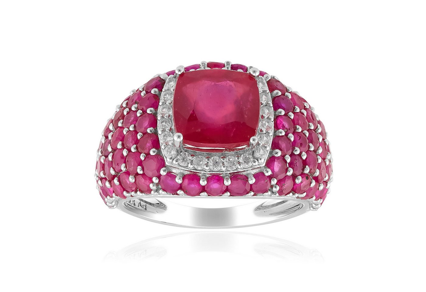 Cavill Silberring Cavill Rubinring 3,5 ct Sterlingsilber platinierend, rot Damen (1-tlg) von Cavill