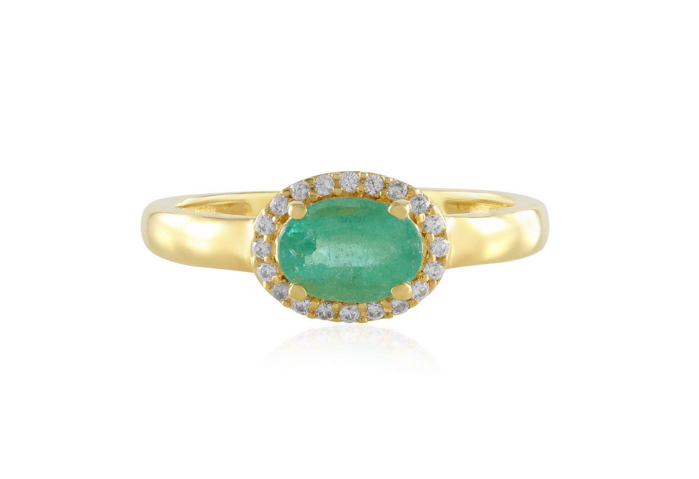 Cavill Silberring Cavill Ring 0,64 ct Smaragd, 20 Zirkone, 925er vergoldet Oval (1-tlg) von Cavill