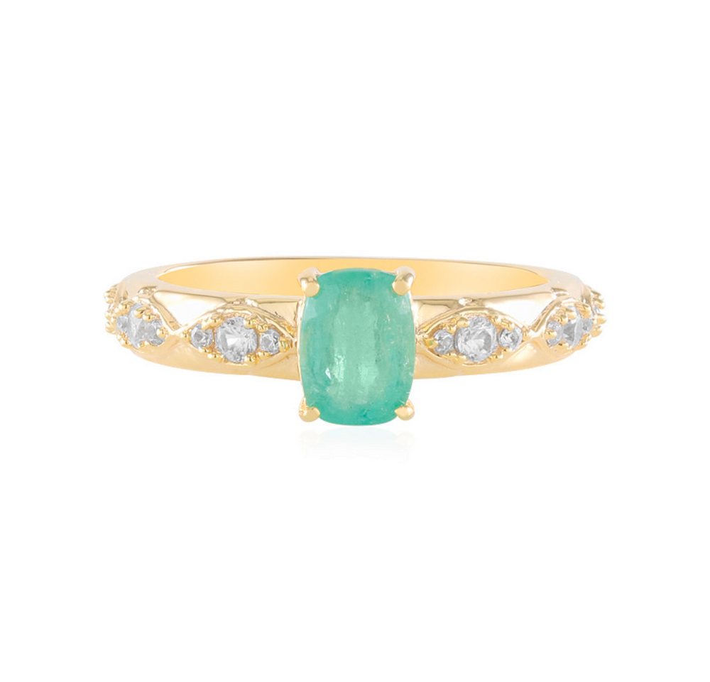 Cavill Silberring Cavill Ring mit 0,72 ct Smaragd & 1,06 ct Zirkon, Silber vergoldet (1-tlg) von Cavill