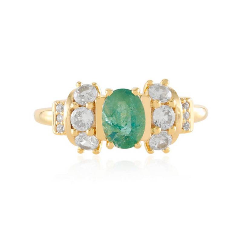 Cavill Silberring Cavill Ring 0,57 ct Smaragd oval, Sterlingsilber vergoldet, Damen (1-tlg) von Cavill