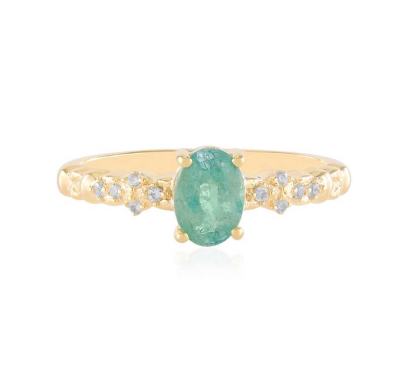 Cavill Silberring Ring 0,61 ct Smaragd, Zirkon, 925 Sterlingsilber vergoldet (1-tlg) von Cavill