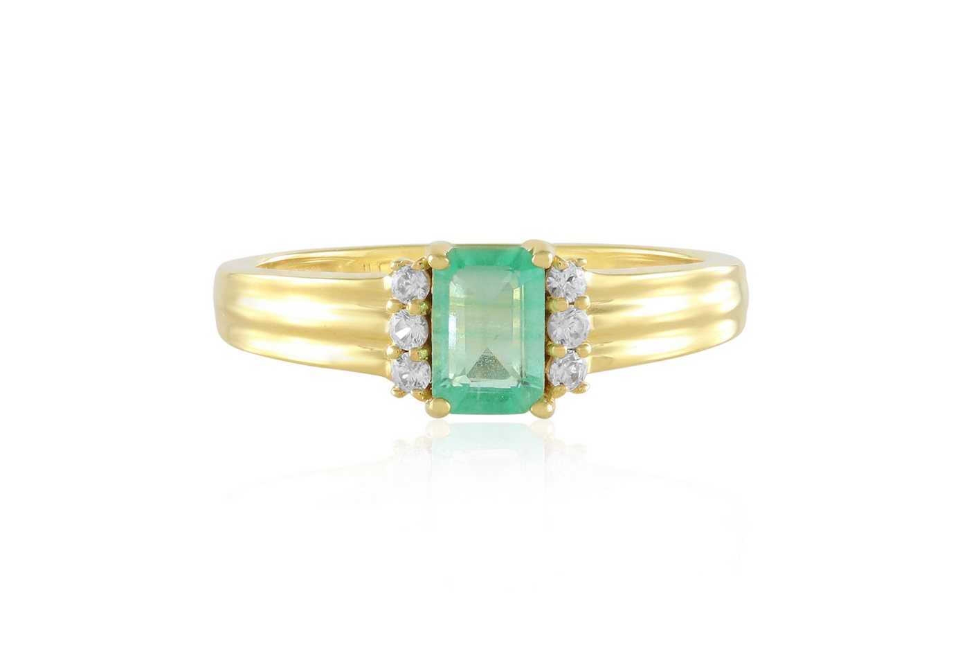 Cavill Silberring Cavill Ring Sterlingsilber vergoldet 0,55 ct Smaragd mit Zirkonen (1-tlg) von Cavill