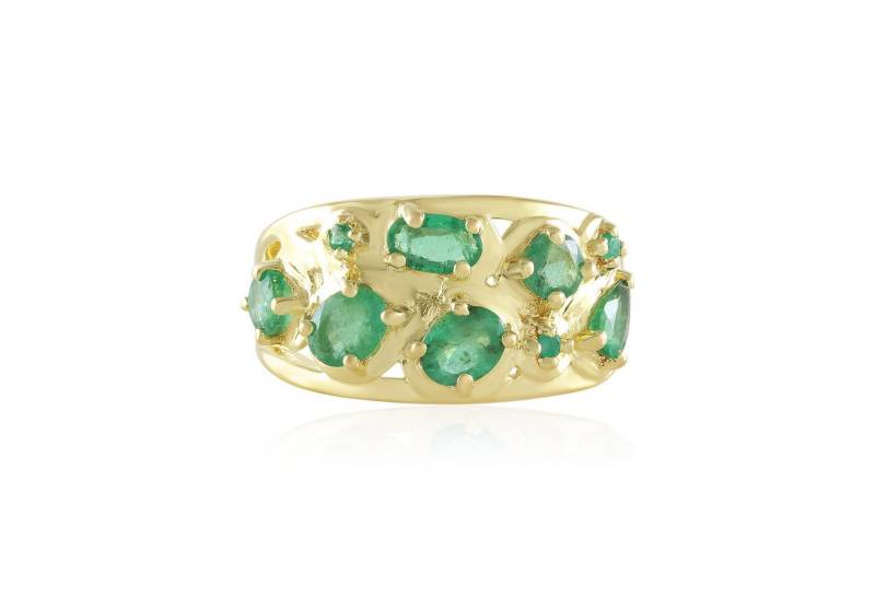 Cavill Silberring Sambia-Smaragd 1,46 ct Ring, gelbvergoldet, Sterlingsilber oval (1-tlg) von Cavill