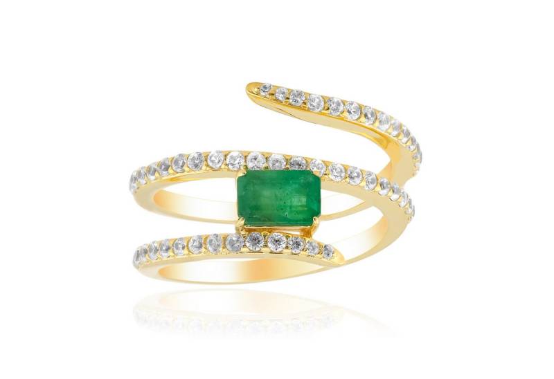 Cavill Silberring Cavill Sterlingsilber Ring vergoldet 0,63 ct Sambia-Smaragd Zirkon (1-tlg) von Cavill