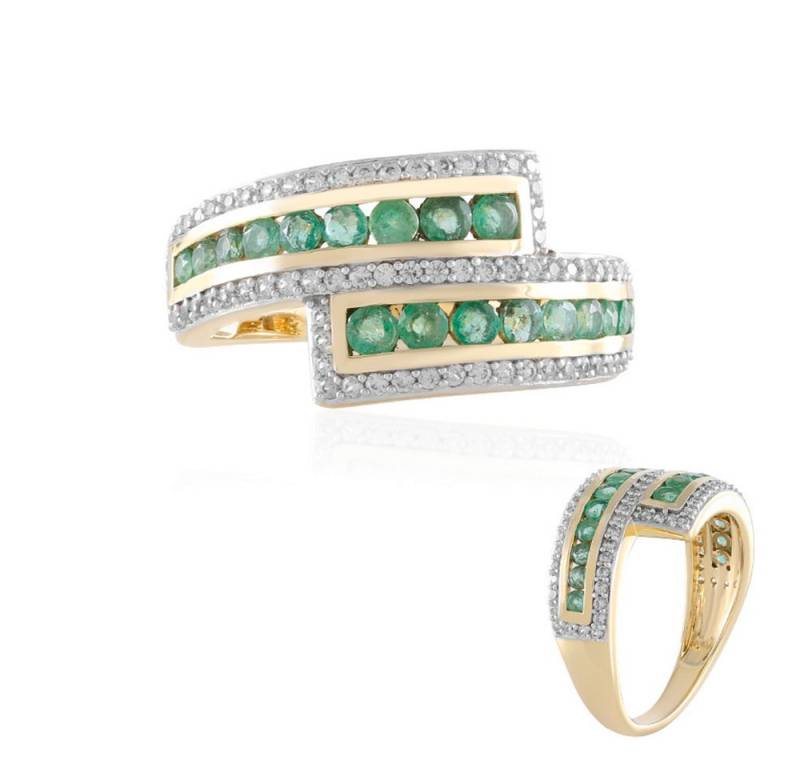 Cavill Silberring Cavill Ring Sterlingsilber grau vergoldet 1,58 ct Smaragde Damen (1-tlg) von Cavill