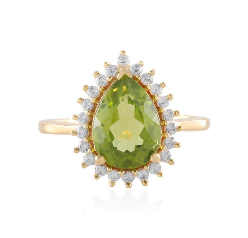 Cavill Silberring 2,28 ct Peridot Tropfen Ring, 0,46 ct Zirkon, Silber, Damen (1-tlg) von Cavill