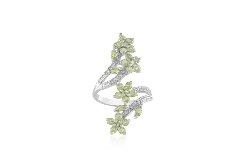 Cavill Silberring Cavill Ring Peridot 1,44 ct, 925 Silber platinplattiert, floral Damen (1-tlg) von Cavill
