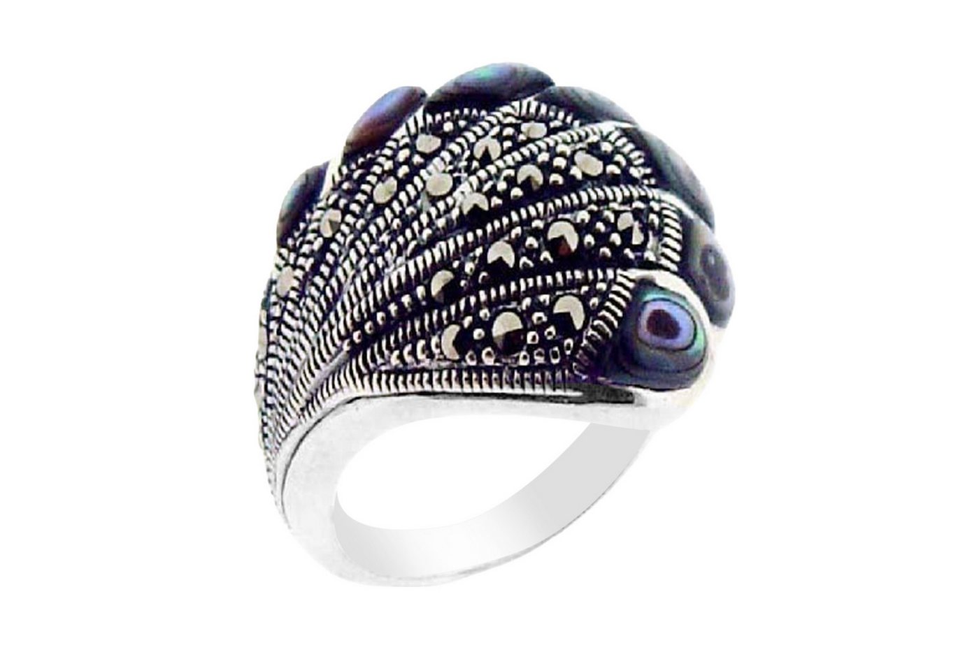 Cavill Silberring Cavill Perlmutt Ring Damen Sterlingsilber 925 mit Markasiten (1-tlg) von Cavill
