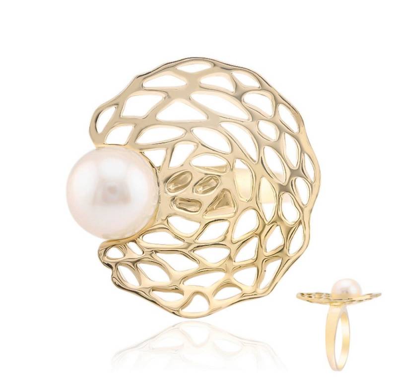 Cavill Perlenring Cavill Süßwasserzuchtperlen Ring 9 mm, vergoldet, 925 Silber (1-tlg) von Cavill