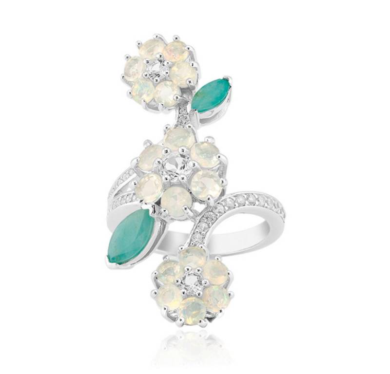 Cavill Silberring Cavill Ring aus 925er Silber mit 2,93 ct Smaragd, Opal & Topas (1-tlg) von Cavill