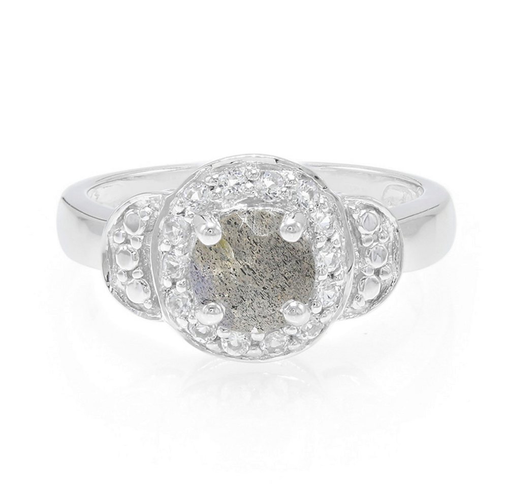 Cavill Silberring Spektrolith Silberring 0,97 ct mit 14 weißen Topasen, Größe 17 (1-tlg) von Cavill