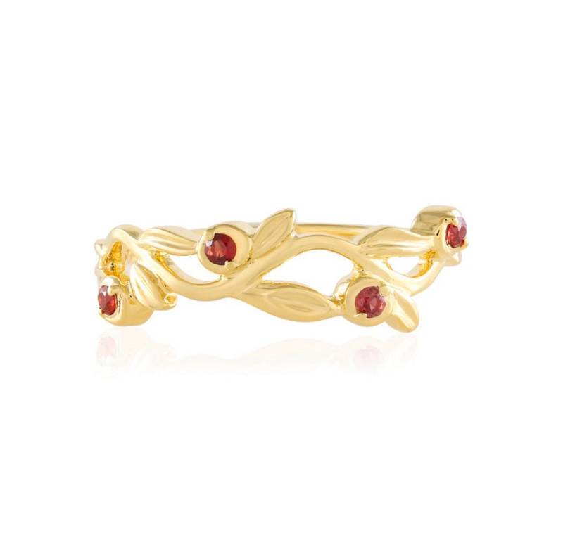 Cavill Silberring Cavill Ring 0,16 ct Tansania Rubin, 925er vergoldet, floral, Damen (1-tlg) von Cavill