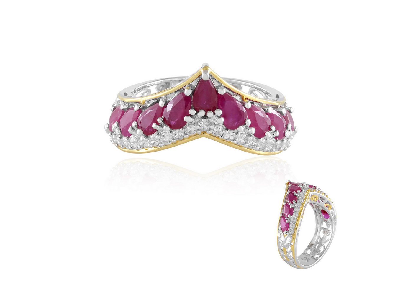 Cavill Silberring Cavill Ring Sterlingsilber 2,32 ct Tansania Rubine & Zirkonia Damen (1-tlg) von Cavill