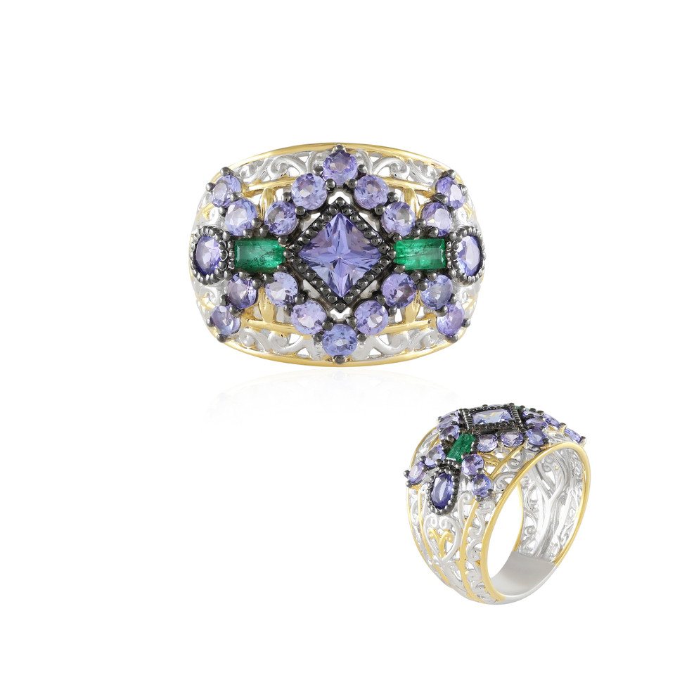 Cavill Silberring Tansanit Smaragd Sterling Silber Ring (1-tlg) von Cavill