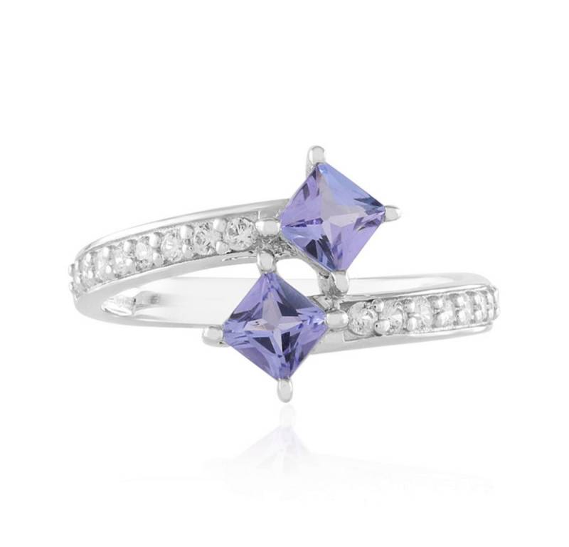 Cavill Silberring Tansanit Silberring 0,81 ct, Prinzessschliff, 925 Sterling platin (1-tlg) von Cavill