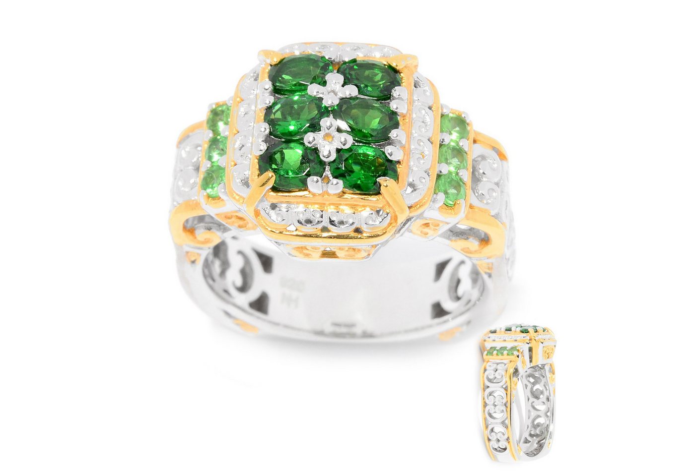 Cavill Silberring Cavill Ring Sterlingsilber 1,08 ct Tsavorit Grün Echtschmuck Damen (1-tlg) von Cavill