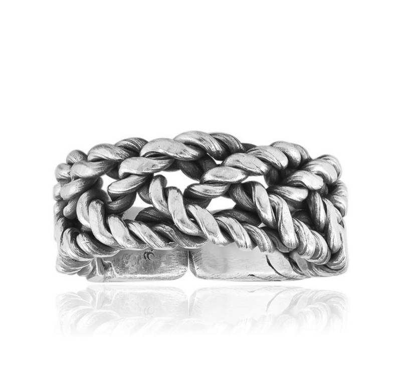 Cavill Silberring Ring aus 925 Sterling Silber, matt, gedrehtes Maschenmuster, Damen (1-tlg) von Cavill