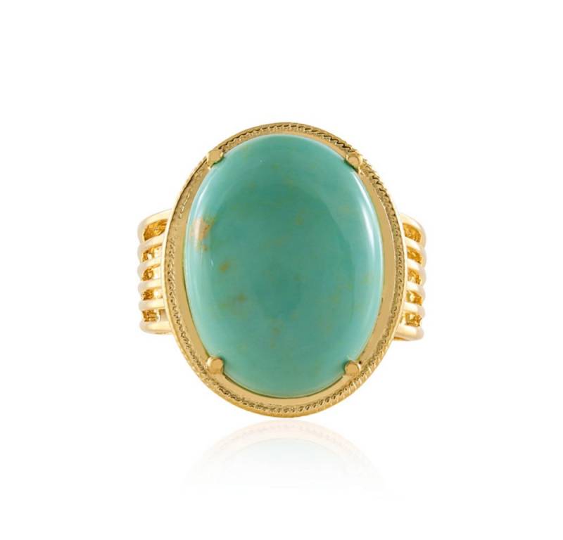 Cavill Solitärring Cavill Ring Sterlingsilber vergoldet 12,29 ct Tyrone-Türkis Oval (1-tlg) von Cavill