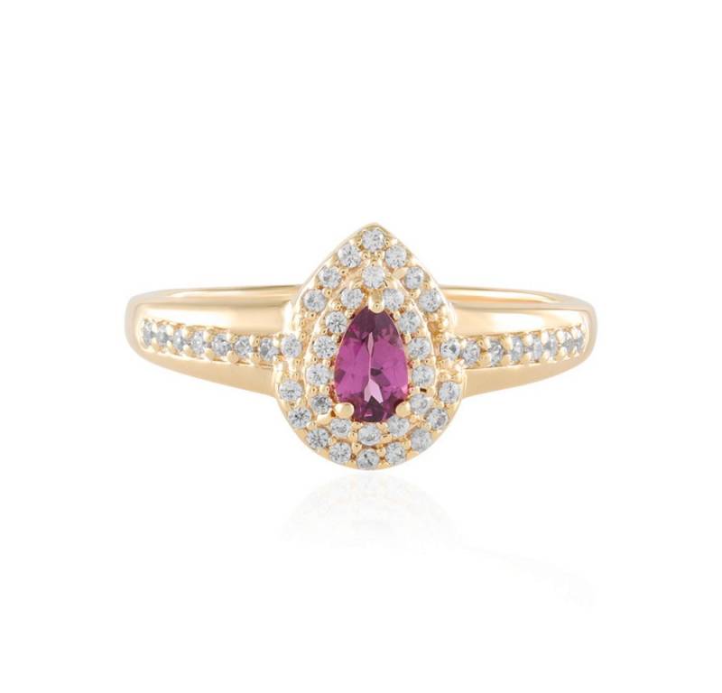 Cavill Silberring Umbalitring, 0,55 ct Zirkon, tropfenförmig, rosa, Silber vergoldet (1-tlg) von Cavill