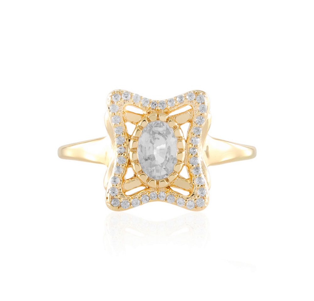 Cavill Silberring Cavill Silberring 925er vergoldet, Weißer Saphir 0,53 ct Oval (1-tlg) von Cavill