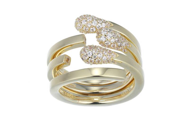 Cavill Silberring vergoldeter Sterlingsilber-Ring mit weißen Topasen 0,07 ct (1-tlg) von Cavill