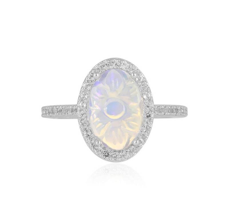 Cavill Silberring Welo Opal Ring 1,895 ct Oval Silber mit 44 Weißer Topas Pavé (1-tlg) von Cavill