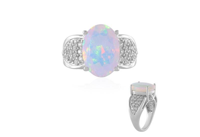 Cavill Silberring Cavill Ring 2,86 ct Welo-Opal Oval, 30 Zirkone, 925 Silber platin. (1-tlg) von Cavill