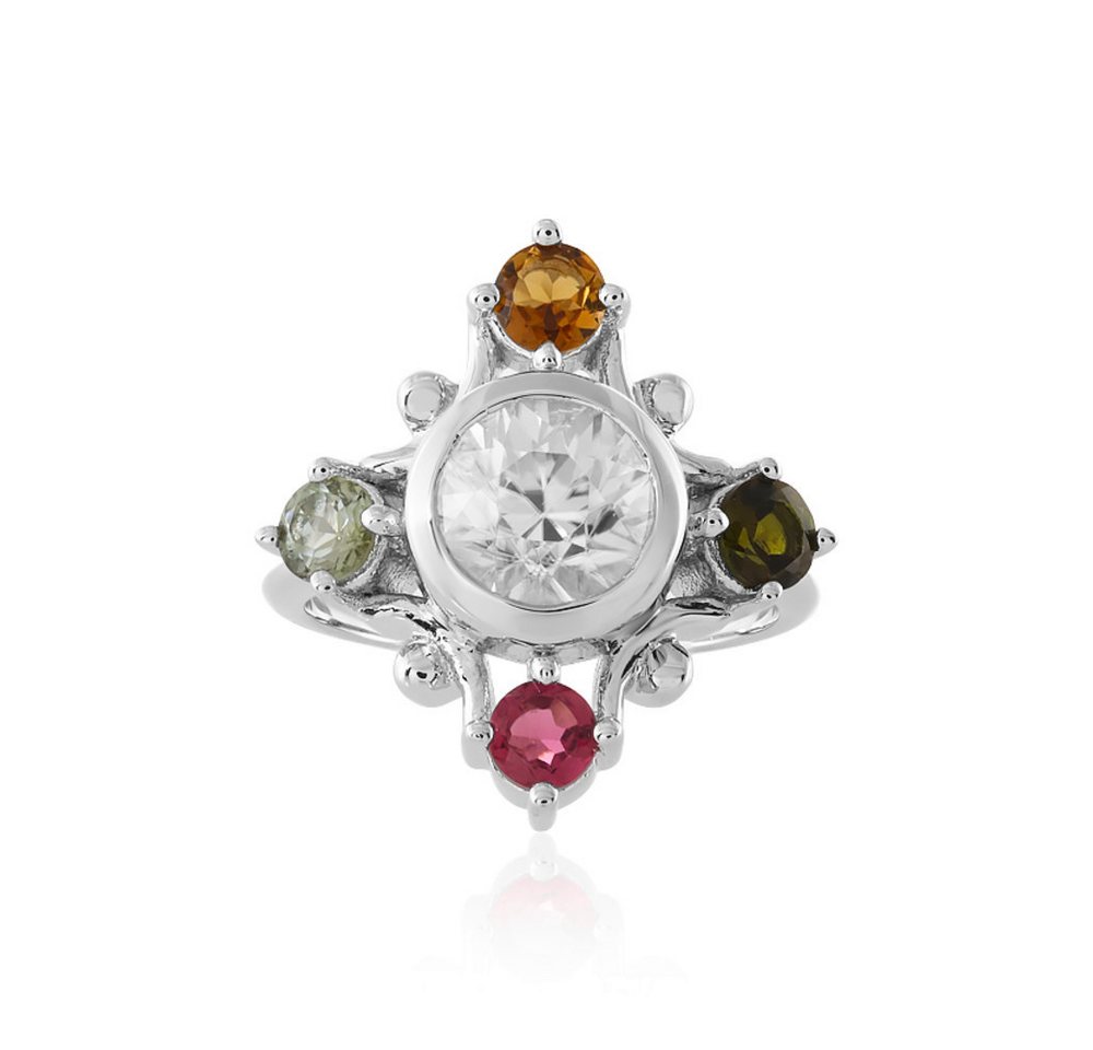 Cavill Silberring Zirkon Silberring 3,69 ct mit Turmalin, handgefertigt, Damen (1-tlg) von Cavill