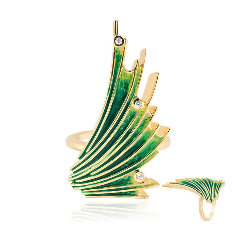 Cavill Silberring Cavill Ring aus 925er Sterling Silber, vergoldet, 3 Zirkone 0,04 ct (1-tlg) von Cavill