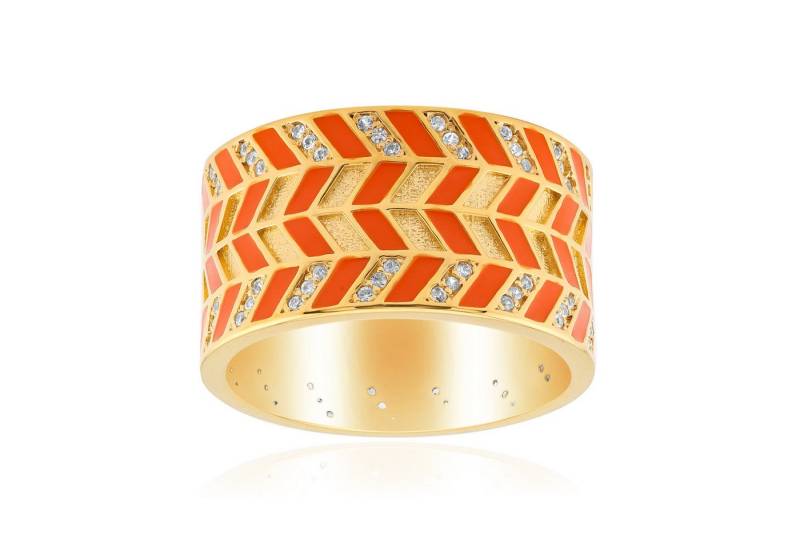 Cavill Silberring Ring aus 925er Sterlingsilber vergoldet, 0,388 ct Zirkon, orange (1-tlg) von Cavill