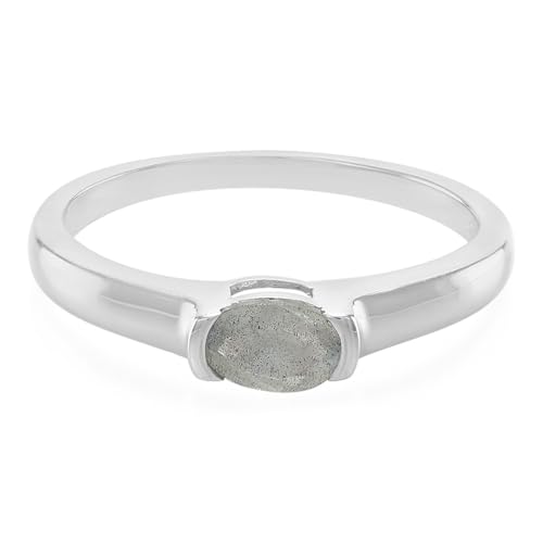 Cavill Spektrolith Ring 0,29 ct Ovalschliff aus Rumänien, Eleganter Silberring 925 Sterlingsilber, Moderner Unisex Silber Schmuck mit einzigartigem grauen Spektrolith von Cavill