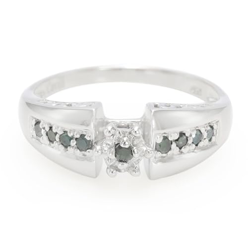 Cavill Damenring 925 Sterling Silber Platin Vergoldet mit 0,2 ct Rundschliff Diamanten, Eleganter Fancy Ring für Frauen, Modernes Design in Silber, Funkelndes Schmuckstück von Cavill