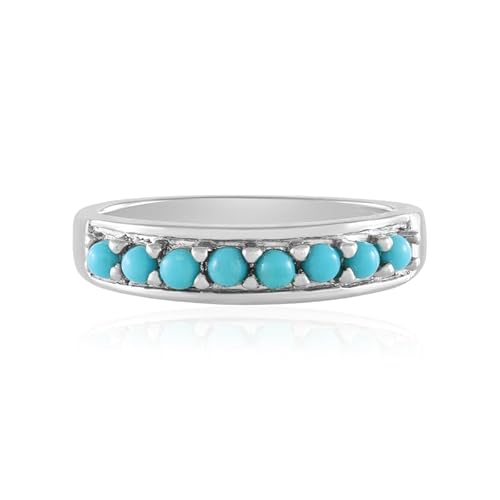 Cavill Sleeping Beauty Türkis Ring Damen 925 Sterling Silber 0,522 ct runder Cabochon moderner Silberring mit 8 türkisfarbenen Steinen USA elegant und vielseitig Cavill Sleeping Beauty Türkis Ring Damen 925 Sterling Silber 0,522 ct runder Cabochon moderner Silberring mit 8 türkisfarbenen Steinen USA elegant und vielseitig von Cavill