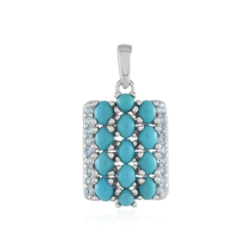 Cavill Sleeping Beauty Türkis Silberanhänger 925er Sterling, ovaler & runder Cabochon, Schweizblauer Topas, 2,27 Karat, eleganter moderner Schmuck in Aqua Blau, 27x14mm Cavill Sleeping Beauty Türkis Silberanhänger 925er Sterling, ovaler & runder Cabochon, Schweizblauer Topas, 2,27 Karat, eleganter moderner Schmuck in Aqua Blau, 27x14mm von Cavill