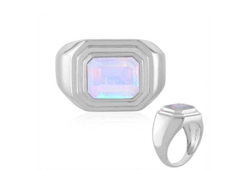 Cavill Solitärring Welo-Opal Ring 1,77 ct, platinierter 925 Silber, Oktagon Damen (1-tlg) von Cavill