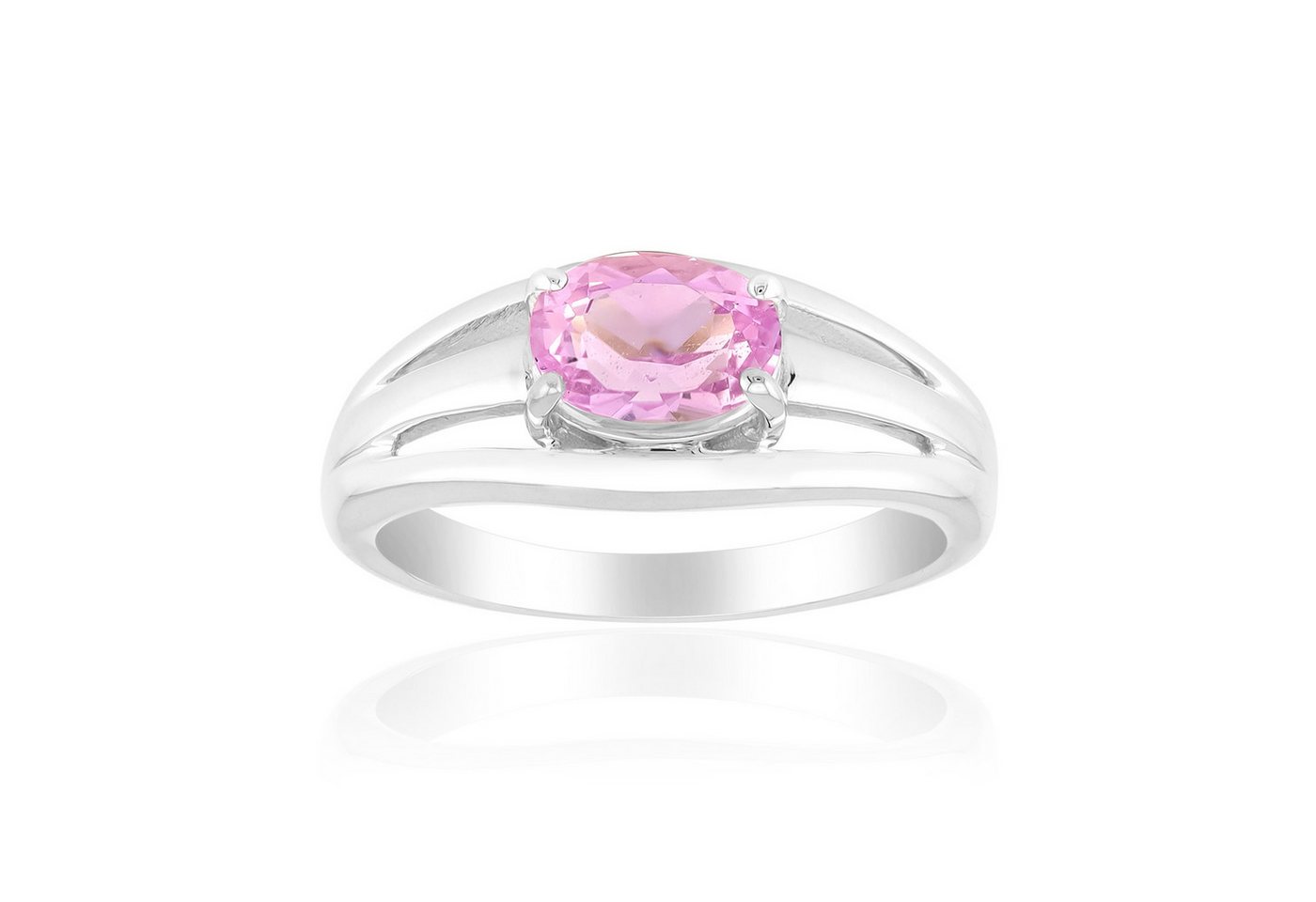 Cavill Solitärring Cavill Kunzit-Ring 0,92 ct Oval Brillantschliff 925 Silber Damen (1-tlg) von Cavill