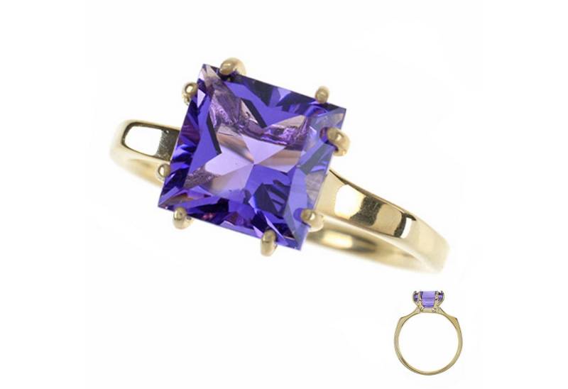 Cavill Solitärring Cavill Goldring 2,5 ct Amethyst Prinzessschliff 375er Gelbgold (1-tlg) von Cavill