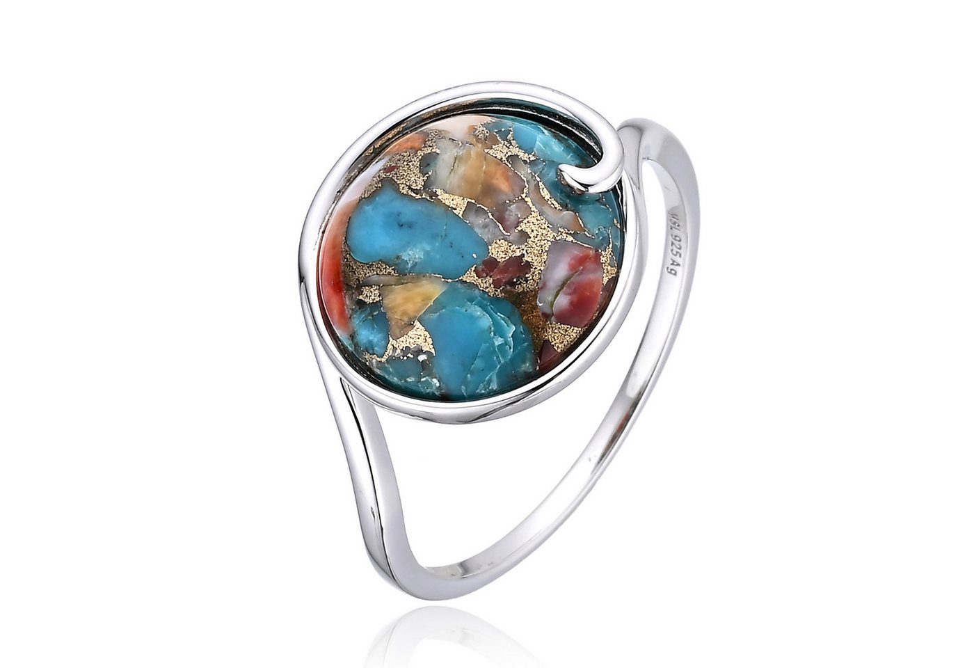 Cavill Solitärring Cavill 5,92 ct Türkis-Orange Ring 925 Sterling Boho Damen Echtschmuck (1-tlg) von Cavill