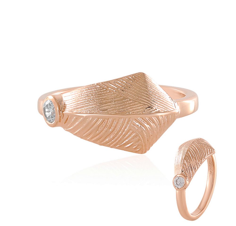 Cavill Solitärring Cavill Ring 0,16 ct Zirkon Rosévergoldet Sterlingsilber Blatt-Design (1-tlg) von Cavill