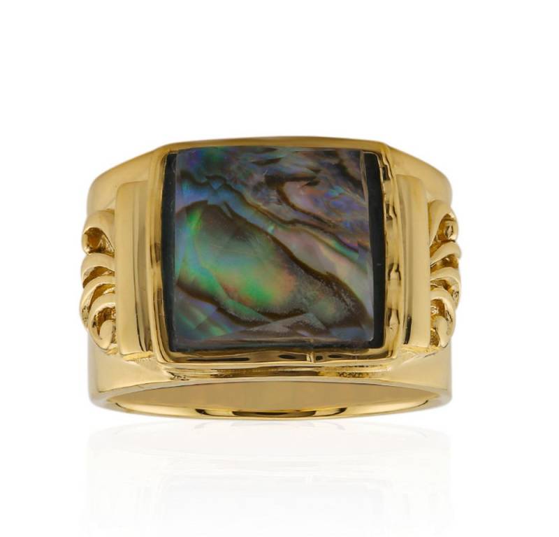 Cavill Solitärring Cavill Ring 3,14 ct weißer Quarz & Abalone, vergoldet Silber (1-tlg) von Cavill