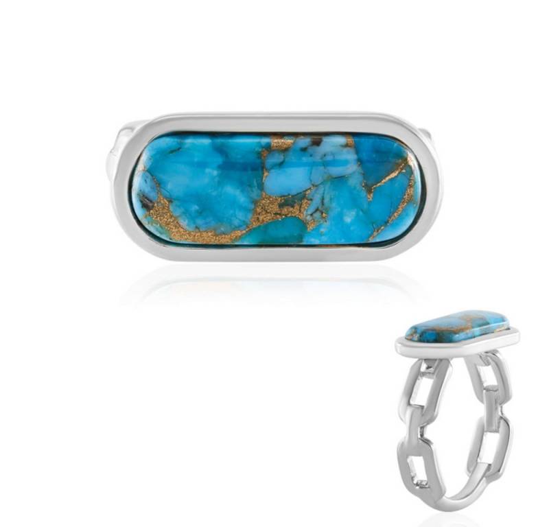 Cavill Solitärring Cavill Ring 4,2 ct Türkis Mohave, 925 Sterlingsilber platiniert, Damen (1-tlg) von Cavill