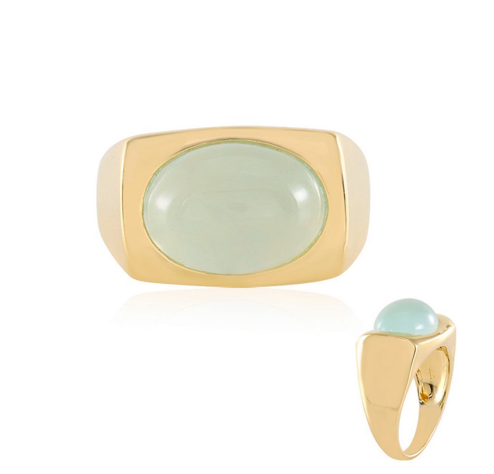 Cavill Solitärring Cavill Ring 5,2 ct Chalzedon Oval Gelbvergoldet 925 Silber Damen (1-tlg) von Cavill