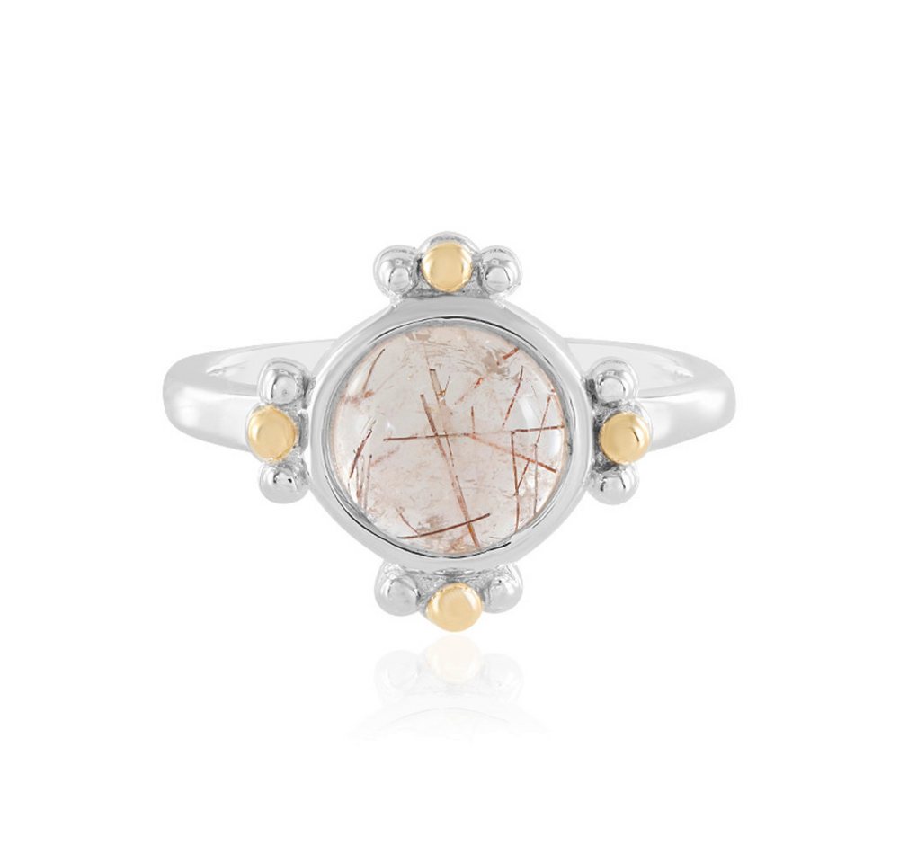 Cavill Solitärring Cavill Ring Sterlingsilber 4,10 ct Rutilquarz, 14K Gold Detail (1-tlg) von Cavill