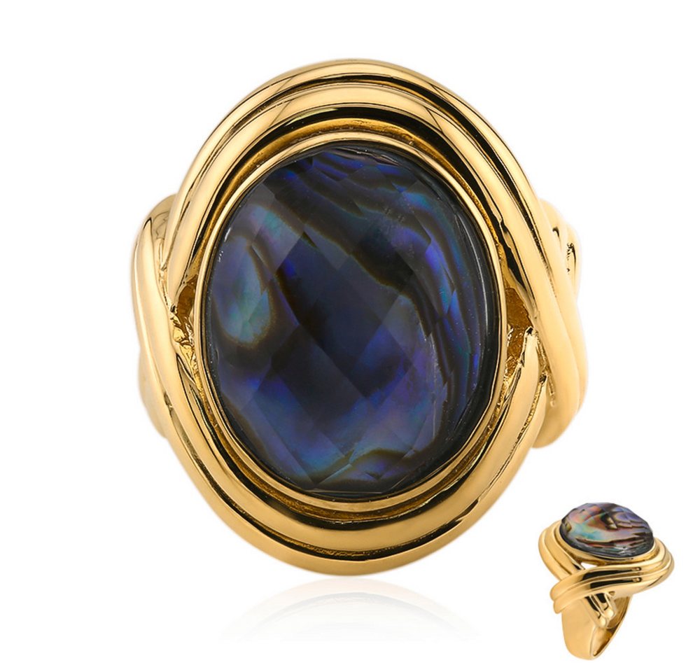 Cavill Solitärring Cavill Ring Sterlingsilber vergoldet 4,99 ct Quarz & Abalone (1-tlg) von Cavill