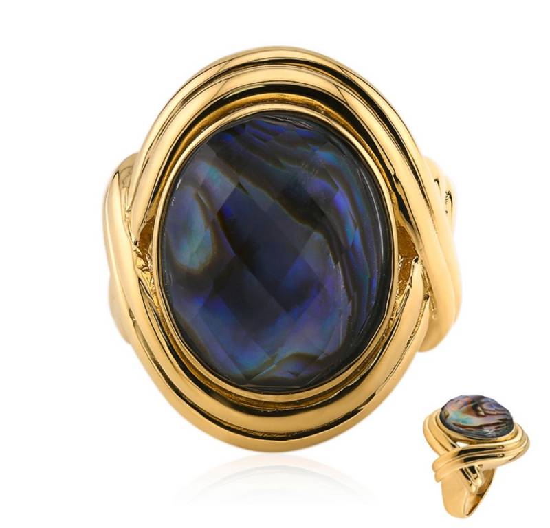 Cavill Solitärring Cavill Ring Sterlingsilber vergoldet 4,99 ct Quarz & Abalone (1-tlg) von Cavill