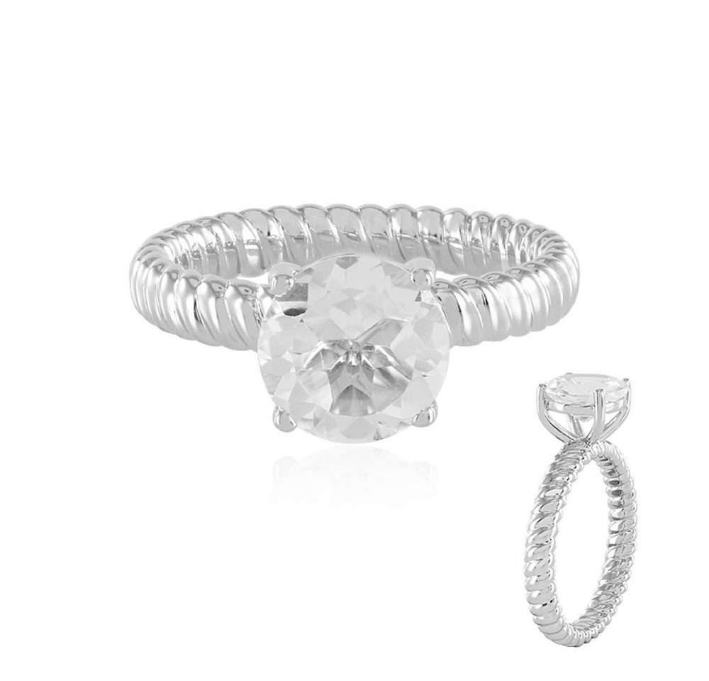 Cavill Solitärring Cavill Ring Weißer Topas 1,89 ct, Rundschliff, 925 Silber plat. (1-tlg) von Cavill