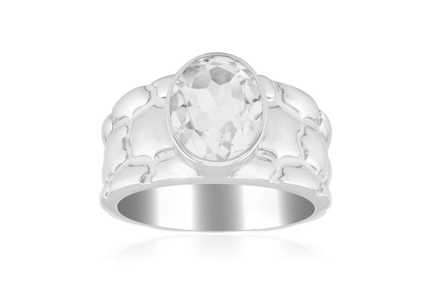 Cavill Solitärring Cavill Weißer Quarz 2,279 ct Ring, 925er Silber platin, geflochten (1-tlg) von Cavill