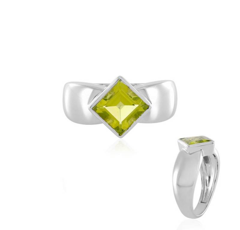 Cavill Solitärring Cavill Peridot Ring 1,57 ct quadratisch Sterlingsilber plattiert grün (1-tlg) von Cavill
